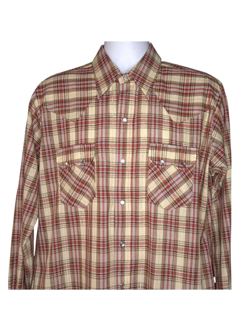 Vintage Western Shirt Plaid Print Pearl Snap 16.5 Long Sleeve Pockets Dee Cee
